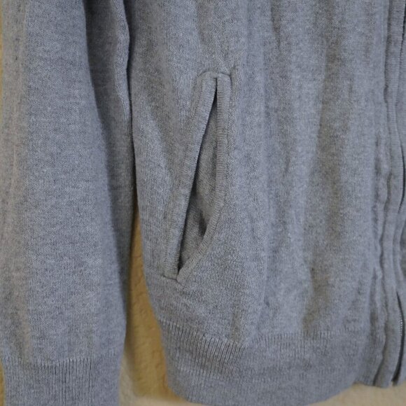 Esprit Men's Cotton Cashmere Full Zip Heather Grey Jacket S Stripe Contrast - Picture 4 of 10